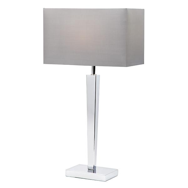 Reign Silver Table Lamp with Grey Shade Lighting 