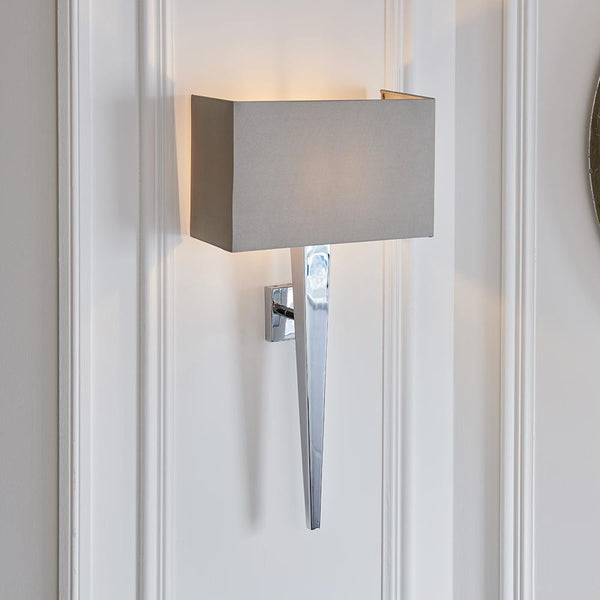 Reign Silver Wall Light With Neutral Shade Lighting 