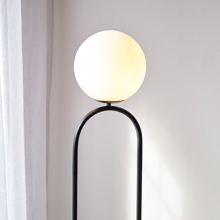 Rennes Black Floor Lamp with Opal Glass Shade Lighting 
