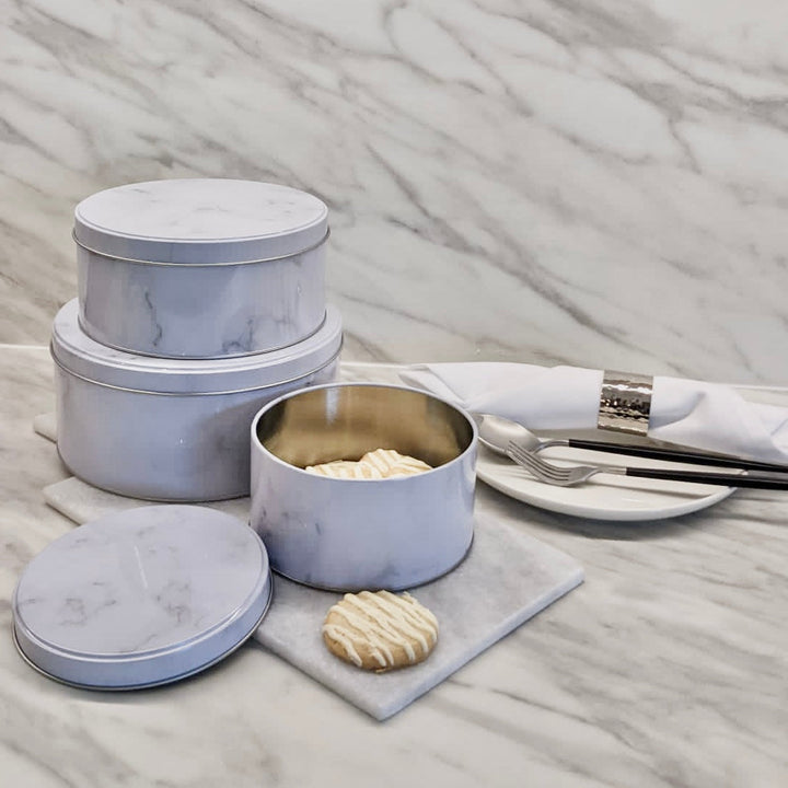 Rho Marble Effect Storage Tins - Set of 3 Kitchen 