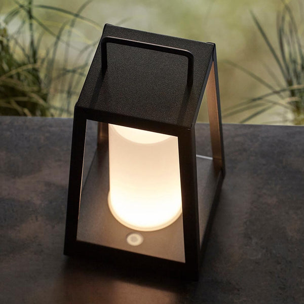 Ridley Black Outdoor USB Chargeable Lantern Lighting 
