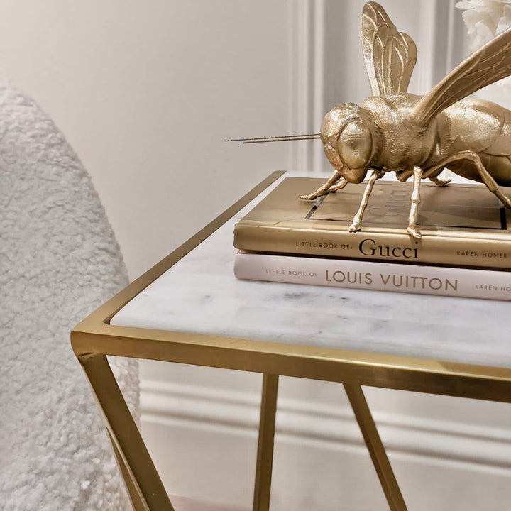 Rion Gold & Marble Side Table End and Side Table 