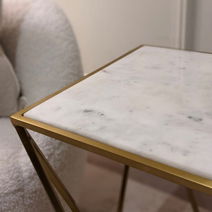 Rion Gold & Marble Side Table End and Side Table 