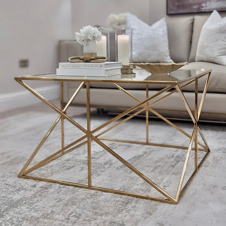 Romaro Premium Abstract Gold Coffee Table Coffee Table 