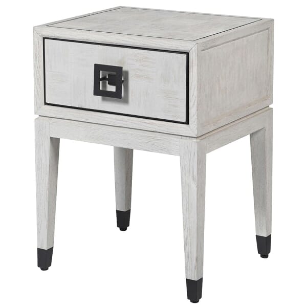 Rosa White Wash Oak Veneer Bedside Table End and Side Table 