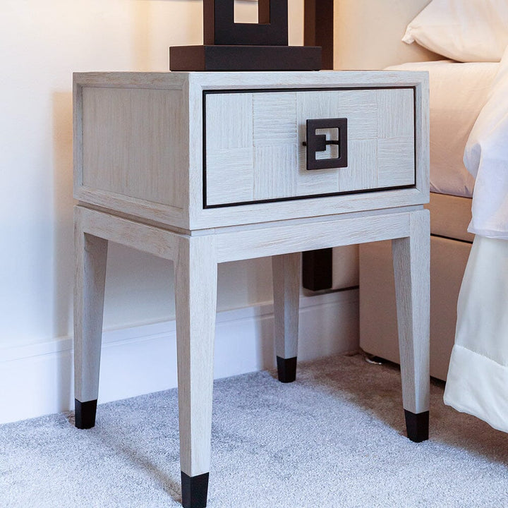 Rosa White Wash Oak Veneer Bedside Table End and Side Table 