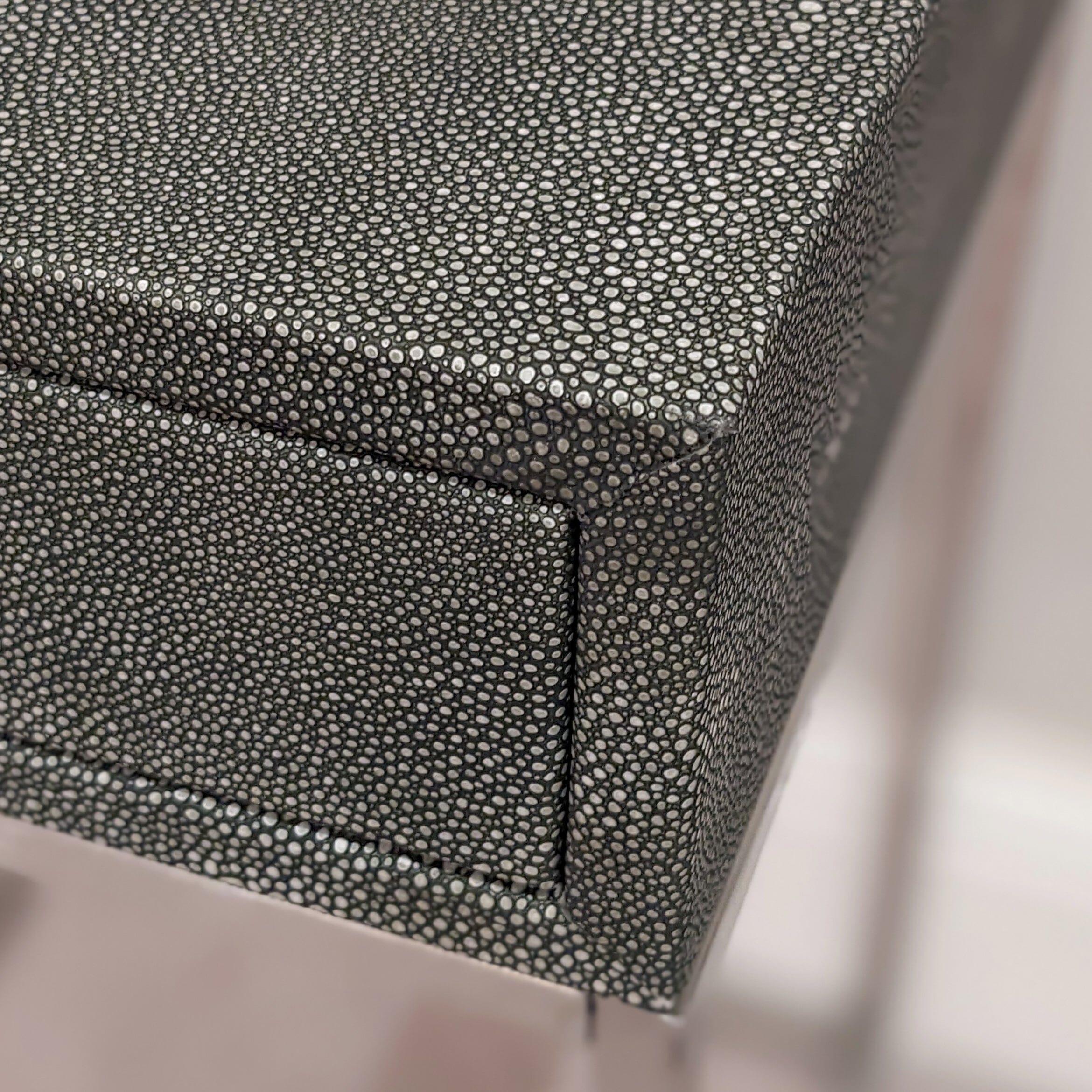 Rosero Grey Faux Shagreen Bedside Table 