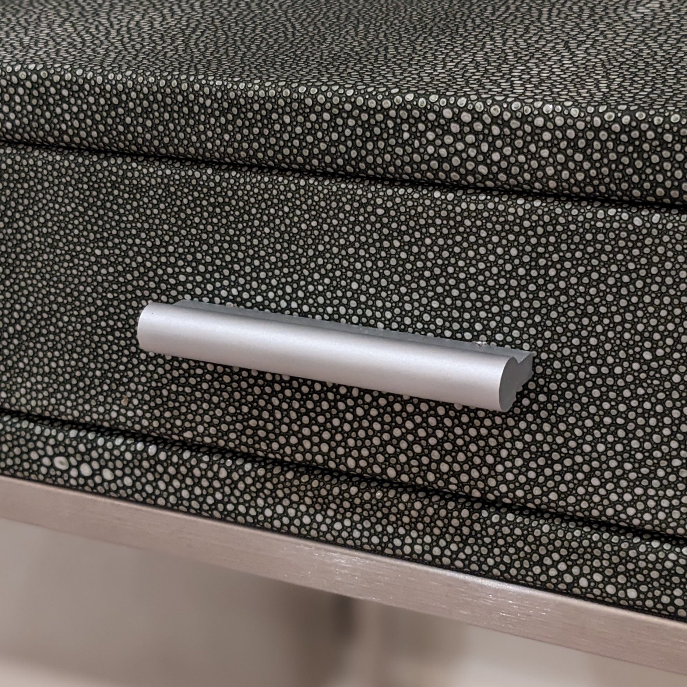 Rosero Grey Faux Shagreen Bedside Table 