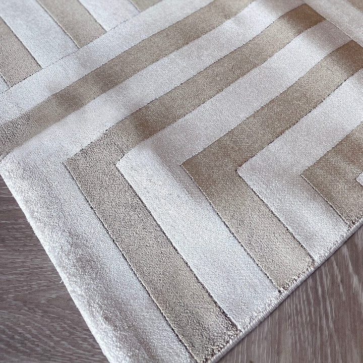 Rosetta Ivory & Gold Geometric Patterned Rug Textiles 