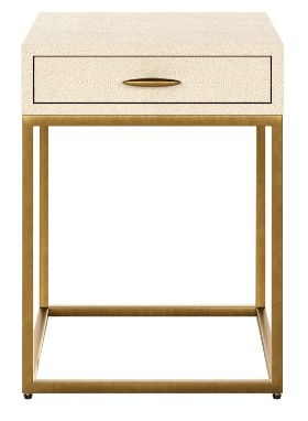 Russell Faux Shagreen Ivory and Gold Bedside Furniture 