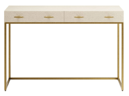 Russell Faux Shagreen Ivory and Gold Console Table Console Table 