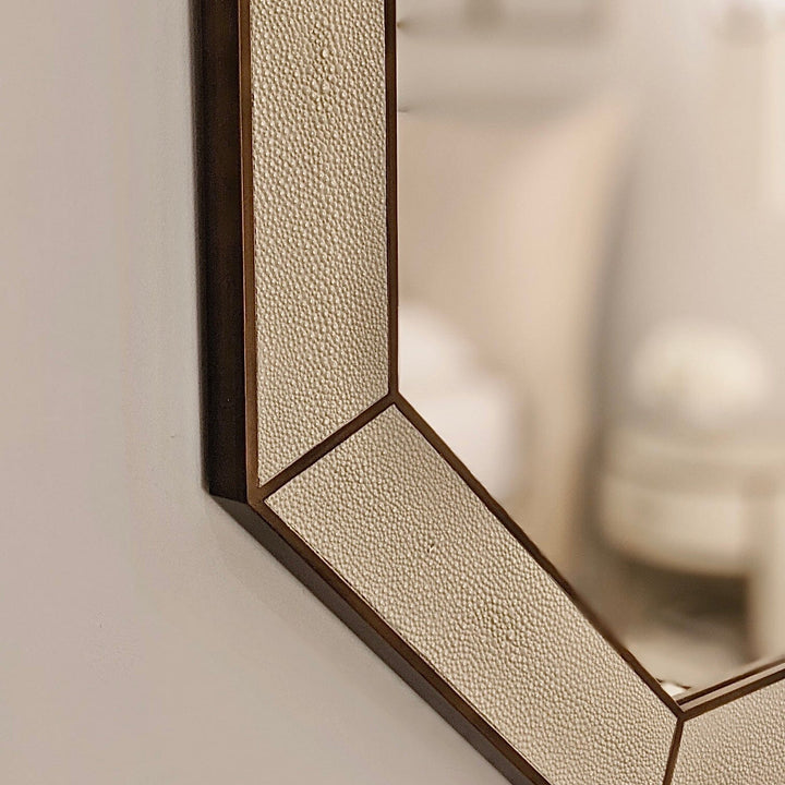 Russell Faux Shagreen Ivory and Gold Mirror Mirror 