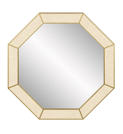 Russell Faux Shagreen Ivory and Gold Mirror Mirror 