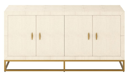 Russell Faux Shagreen Ivory and Gold Sideboard End and Side Table 