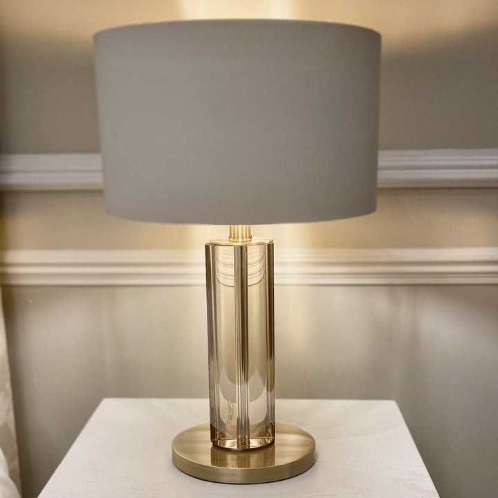 Lisle Tall Cognac Crystal with Antique Brass Table Lamp - RV