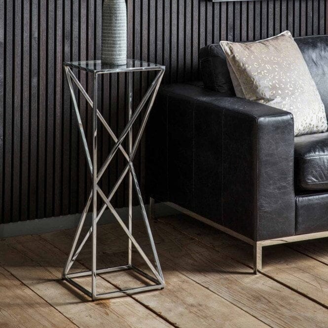 Sadie Silver & Glass Abstract Side Table End and Side Table 