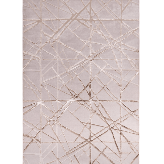 Saints Metallic Gold & Cream Geometric Velvet Rug Rug 