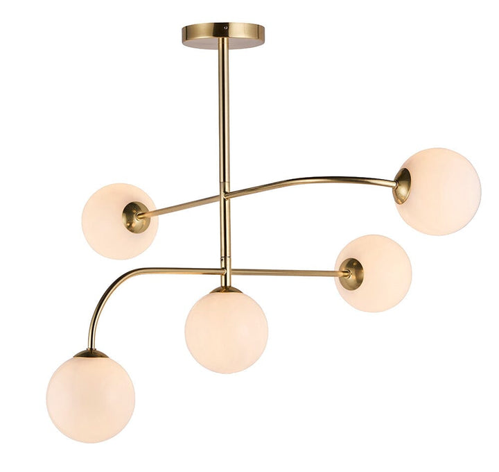 Sammie Antique Brass 5 Light Semi Flush Ceiling Pendant Lighting 