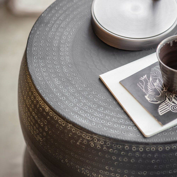 Sanza Black Hammered Side Table Furniture 