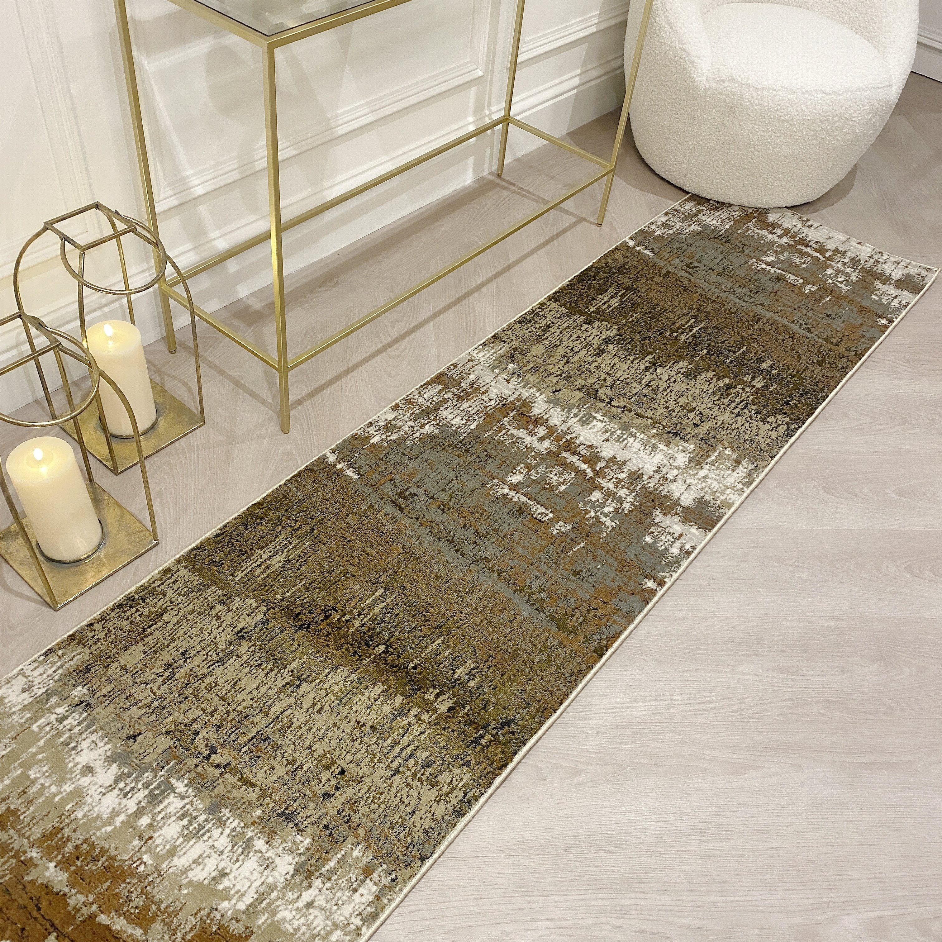 Saturn Gold Metallic Runner Rug 