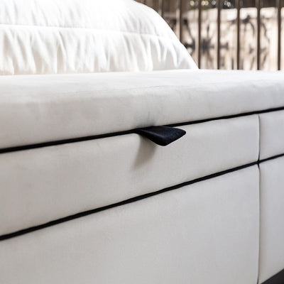 Savoy Cream and Black Luxury Piped Velvet Ottoman Box Made to Order Bench 