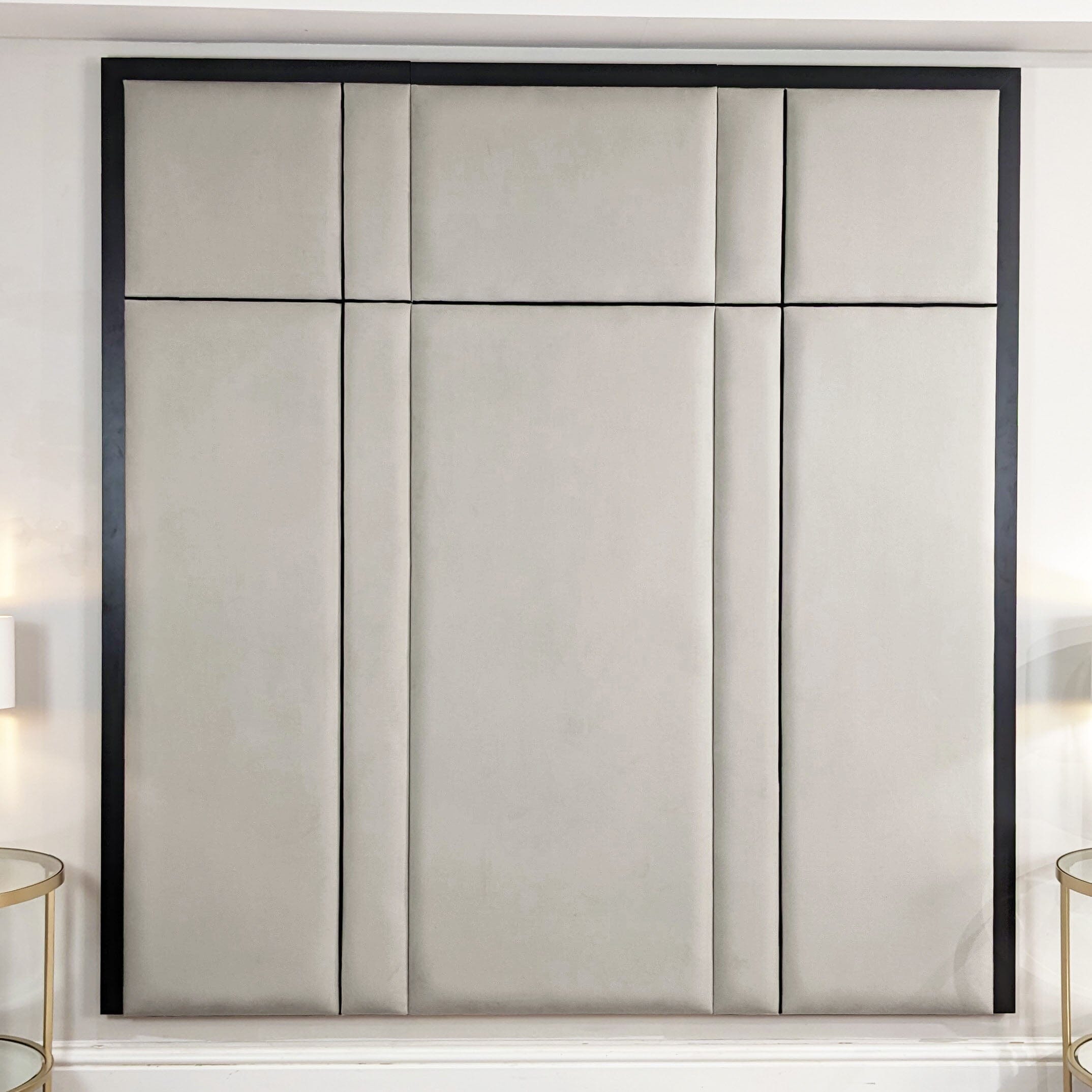 Savoy Smoke & Black Luxury Piped Velvet Headboard MTO Beds and Headboards 