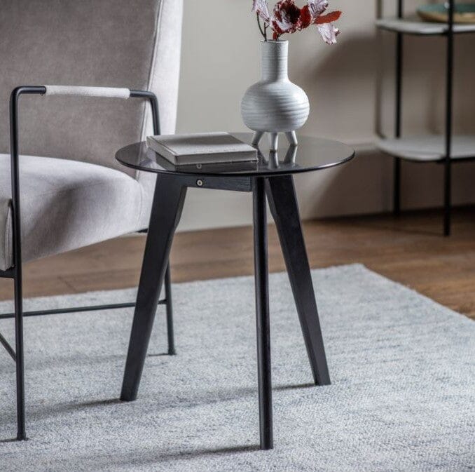 Sennen Black Round Side Table End and Side Table 