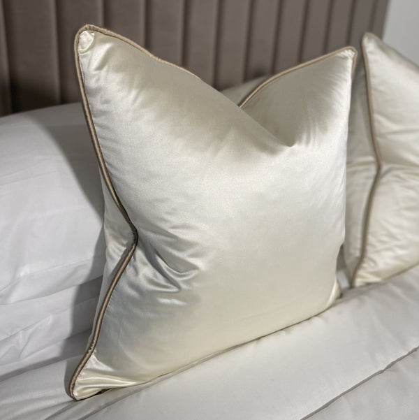 Serena Vanilla Cushion with Hazel Piping - 50 x 50cm Cushion 