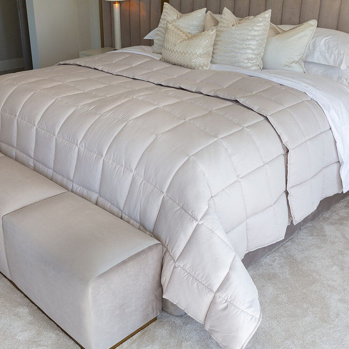 Serenity Champagne 100% Cotton Quilted Bedspread Bedding 