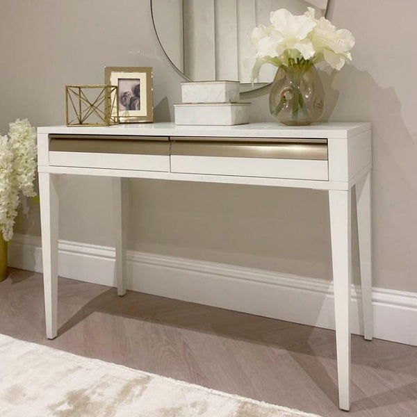 Showstopper White & Bronze Premium Dressing Table / Desk Furniture 