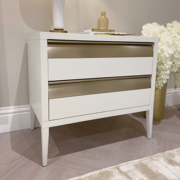 Showstopper White & Bronze Premium Large Side Table End and Side Table 