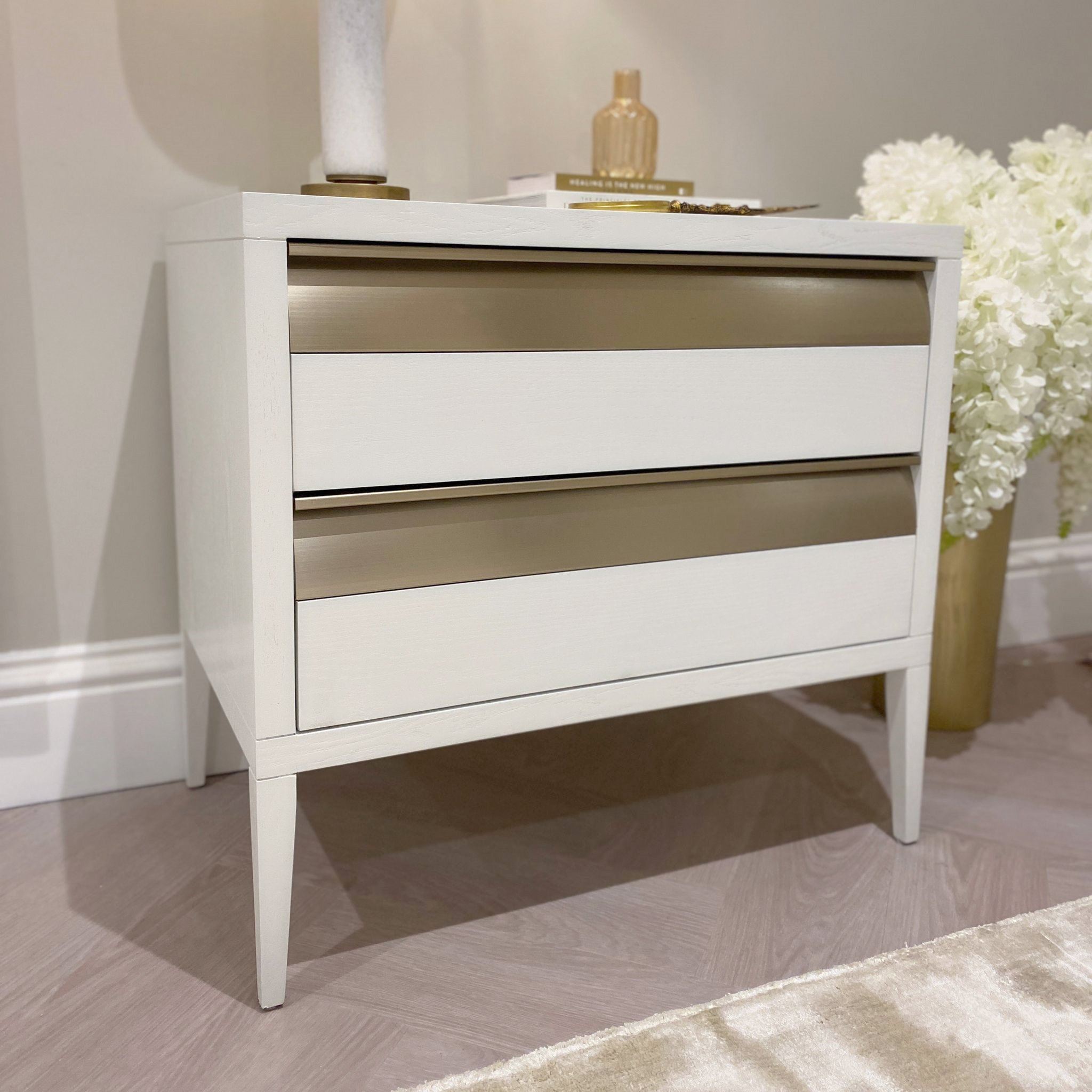 Showstopper White & Bronze Premium Large Side Table End and Side Table 