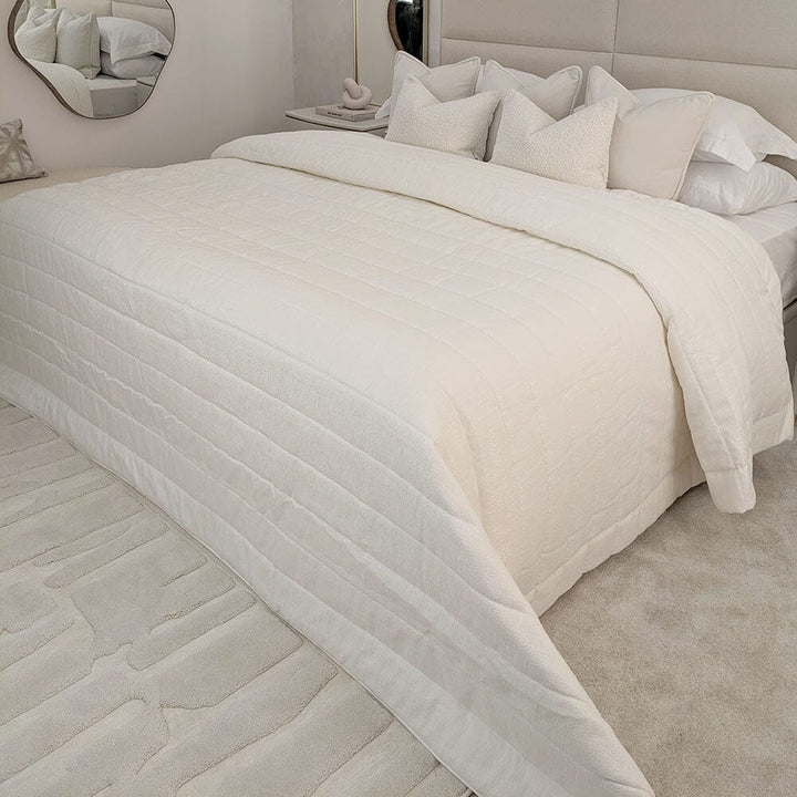 Skye Neutral Textured Luxury Bedspread Bedding 