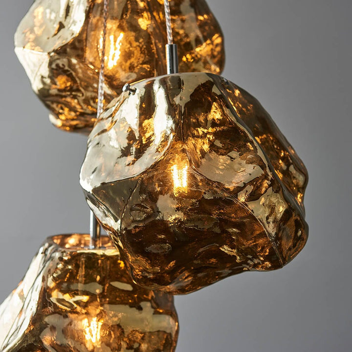 Sophia Bronze Metallic Rock 3 Light Pendant Ceiling Light Lighting 