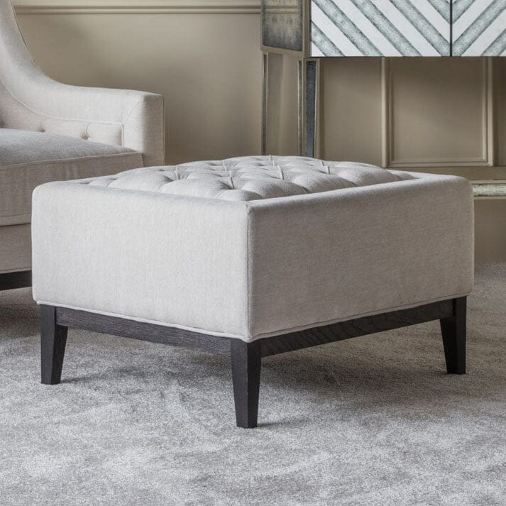 Sorrel Buttoned Ivory Medium Footstool Furniture 