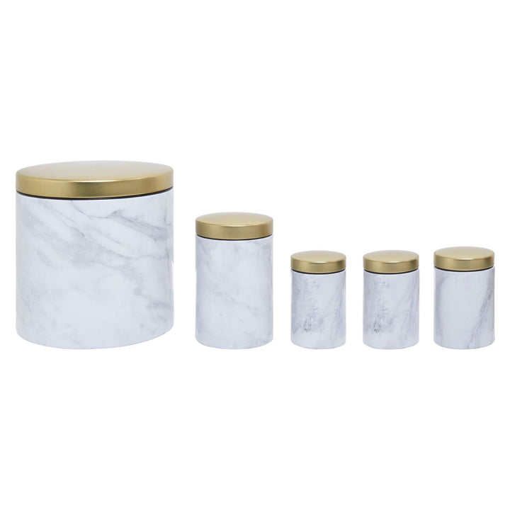 Stockholm Marble & Gold Storage Tins - Set of 5 Kitchen 