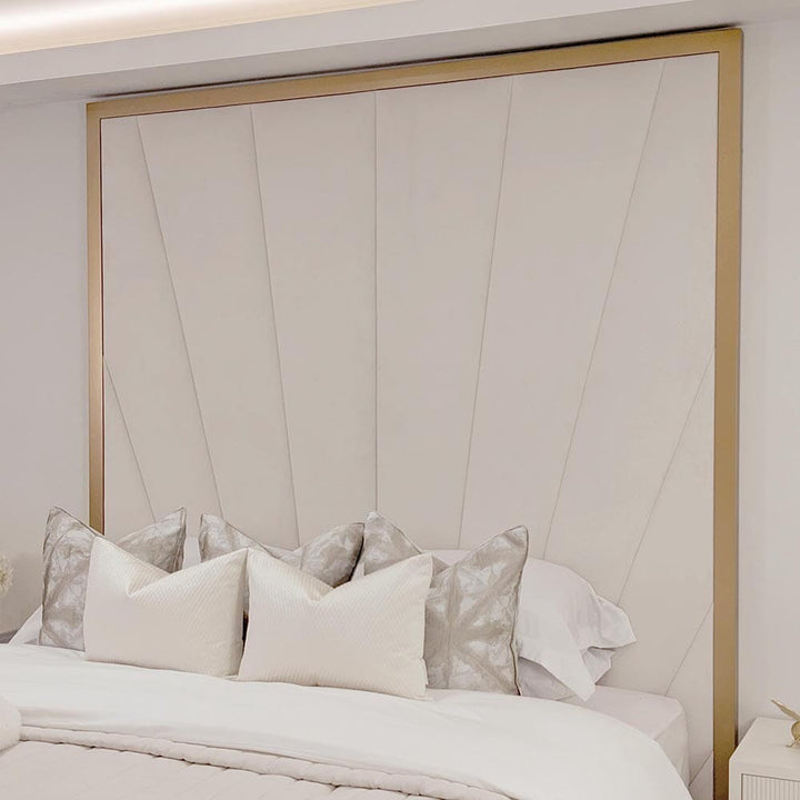 Sunburst Cream Velvet & Gold Luxury Wall Mounted Headboard – Rowen Homes