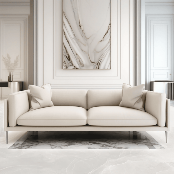 Tailor Cream Velvet Sofa Range With Chrome Foot MTO Sofa 
