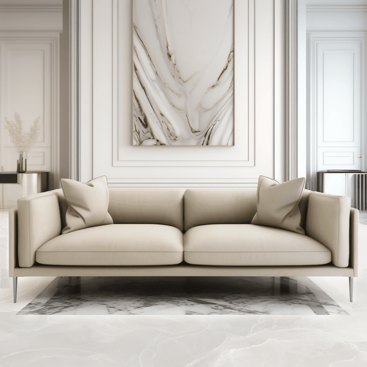 Tailor Pumice Beige Velvet Sofa Range With Chrome Foot MTO Sofa 