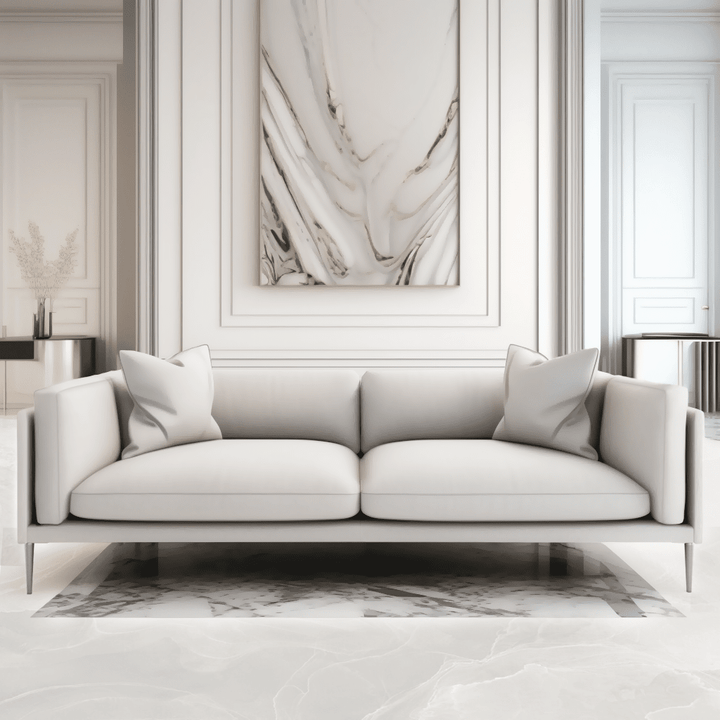 Tailor Silver Velvet Sofa Range With Chrome Foot 