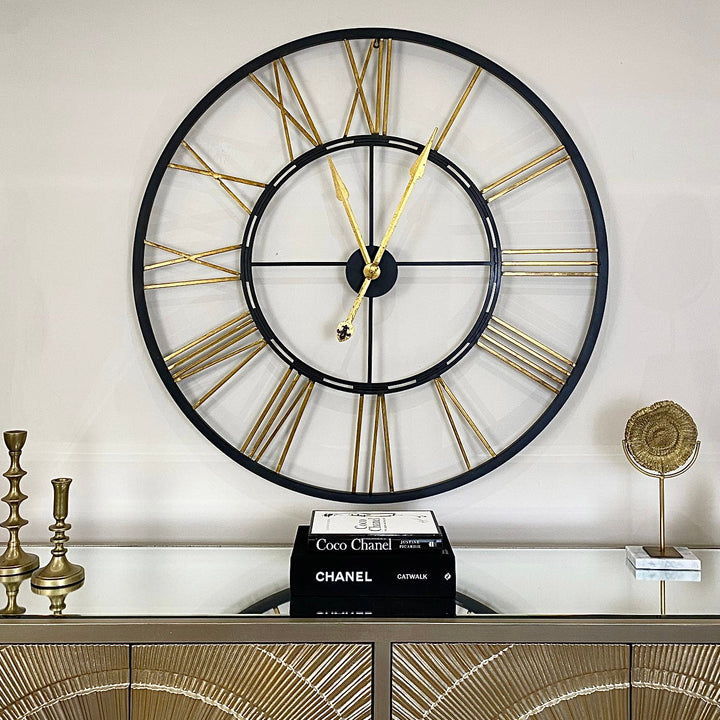 Tamra XL Black & Gold Wall Clock Art 