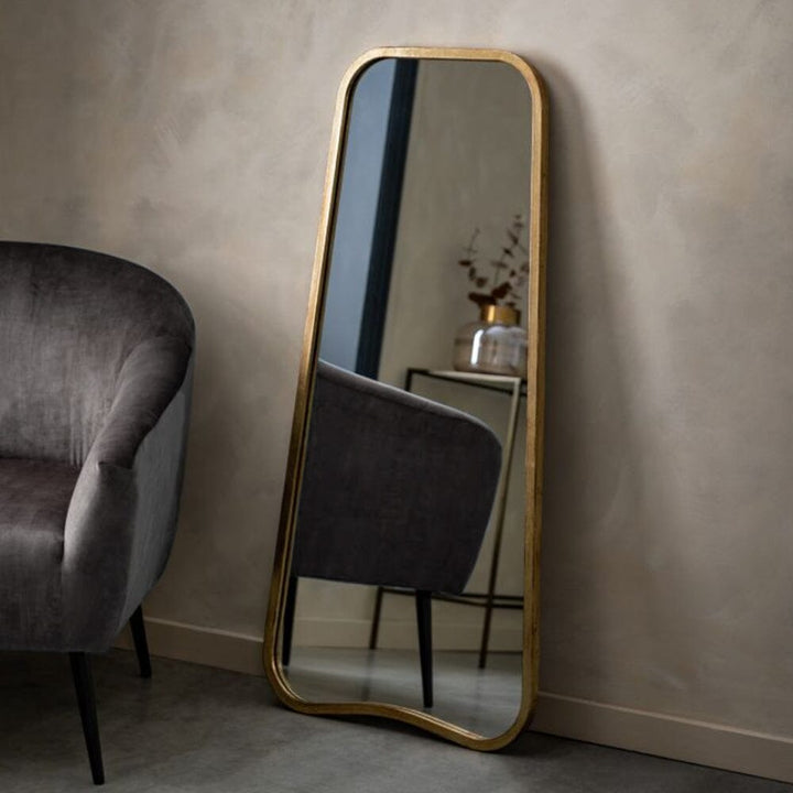 Tesora Gold Curved Leaner Mirror - 123cm Mirror 