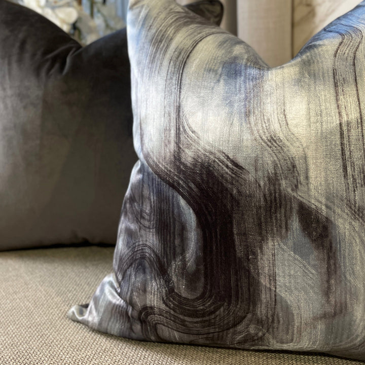 Tessuto Grey & Blue Satin Cushion 50cm x 50cm Cushion 