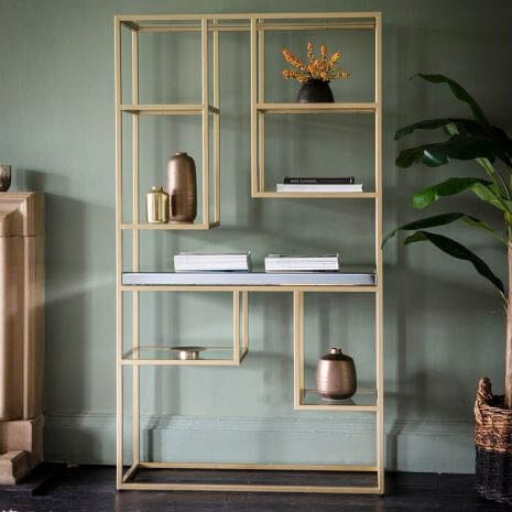 Theodore Gold & Mirror Open Display Unit Furniture 
