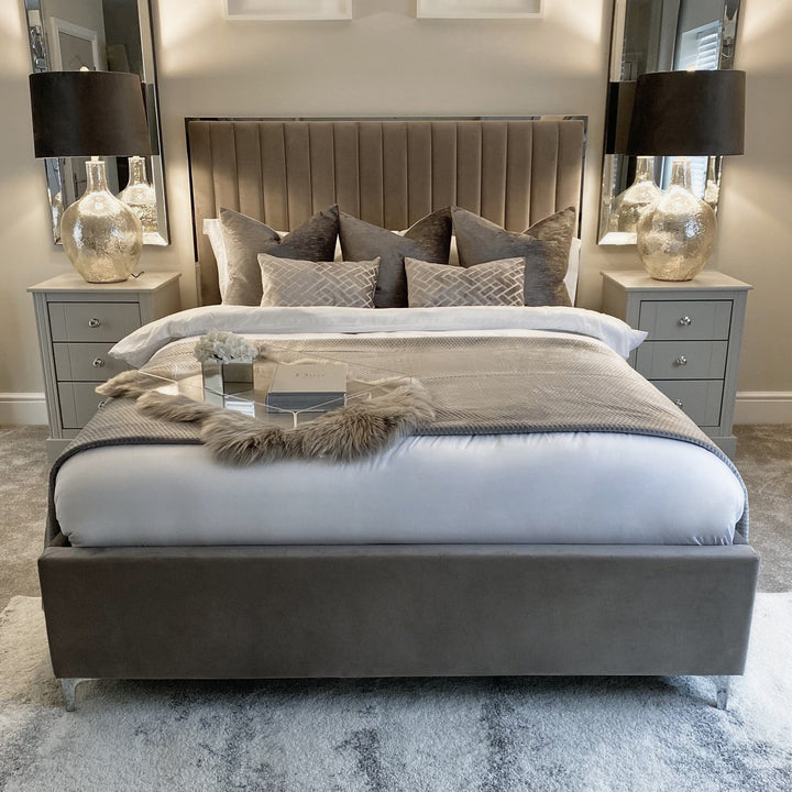 Tiffany Silver Frame Velvet Bed Bed 