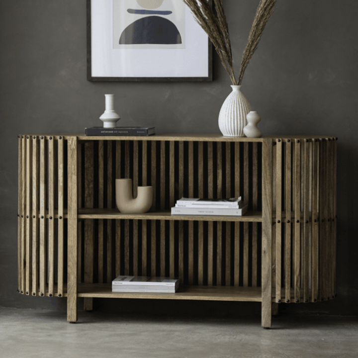 Tilmanstone Acacia Wood Slatted Console Table 