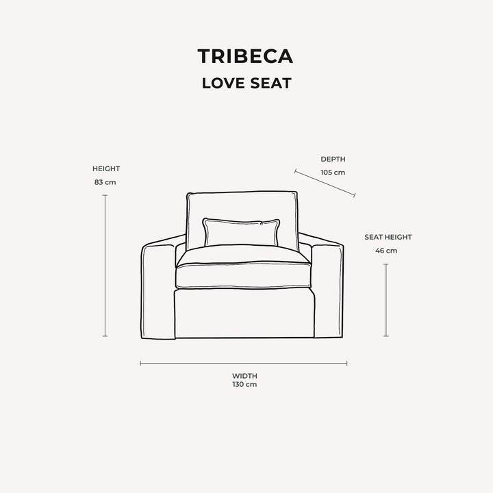 Tribeca Ash Greige Love Seat Made to Order Sofa 