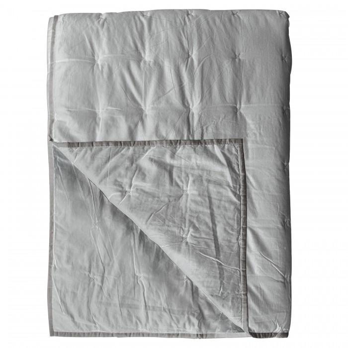 Tropez White & Silver Cotton Stitch Bedspread Bedding 