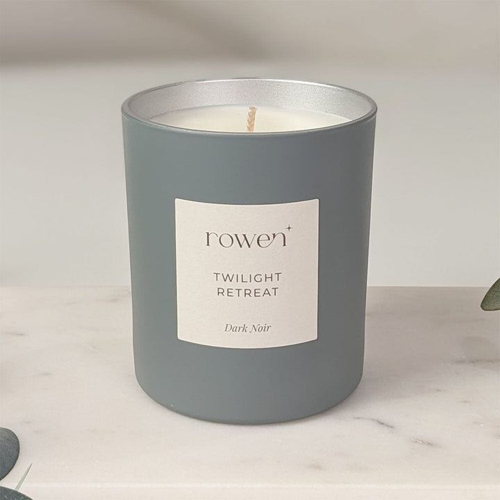Twilight Retreat Grey & Silver Scented Candle - Dark Noir Fragrance 