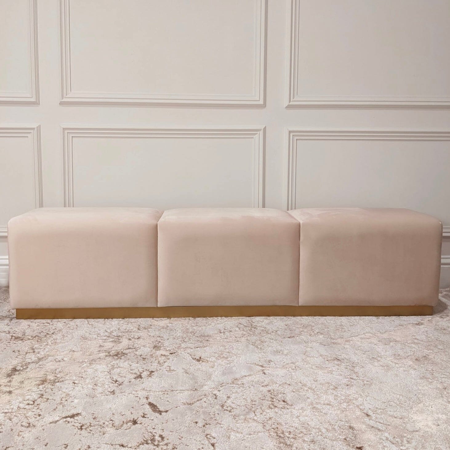 Upholstered bench online gold legs